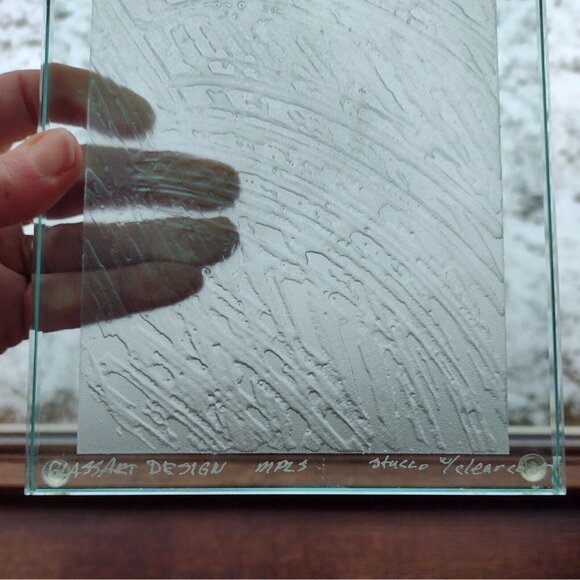 Glass Art Design Minneapolis MN Signed Floral Stucco Engraved (3) Glass Wall Art - Picture 9 of 13